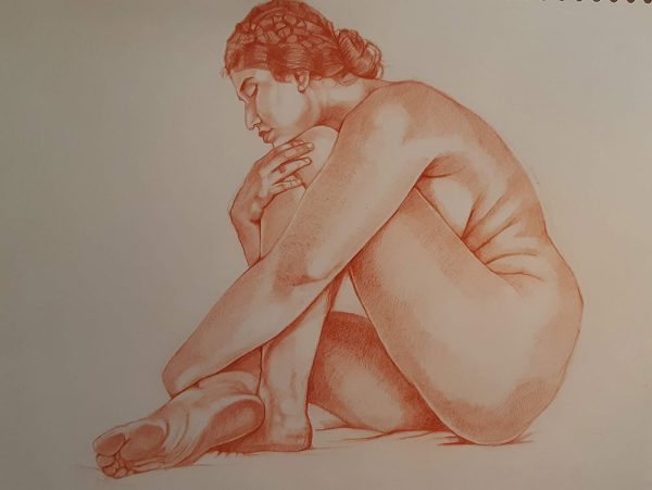 Nude,seated