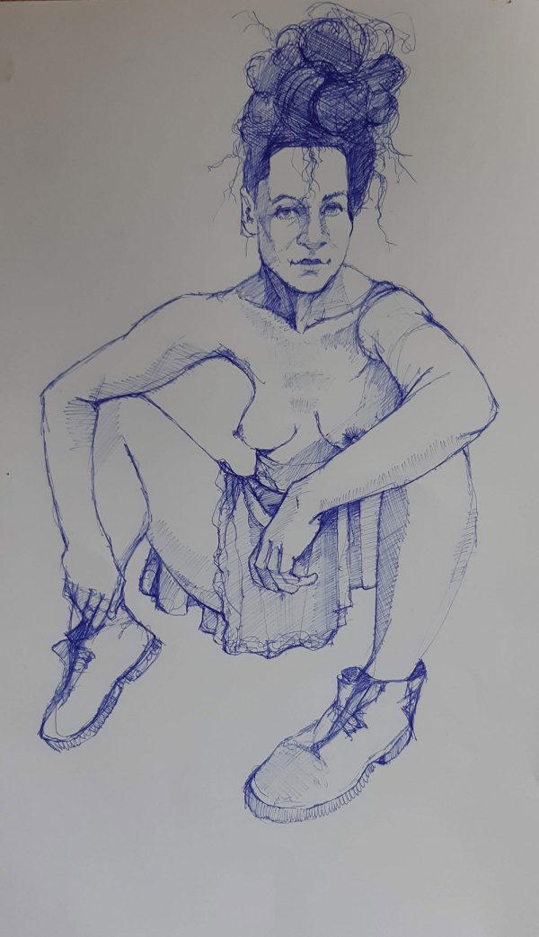 Seated nude in boots